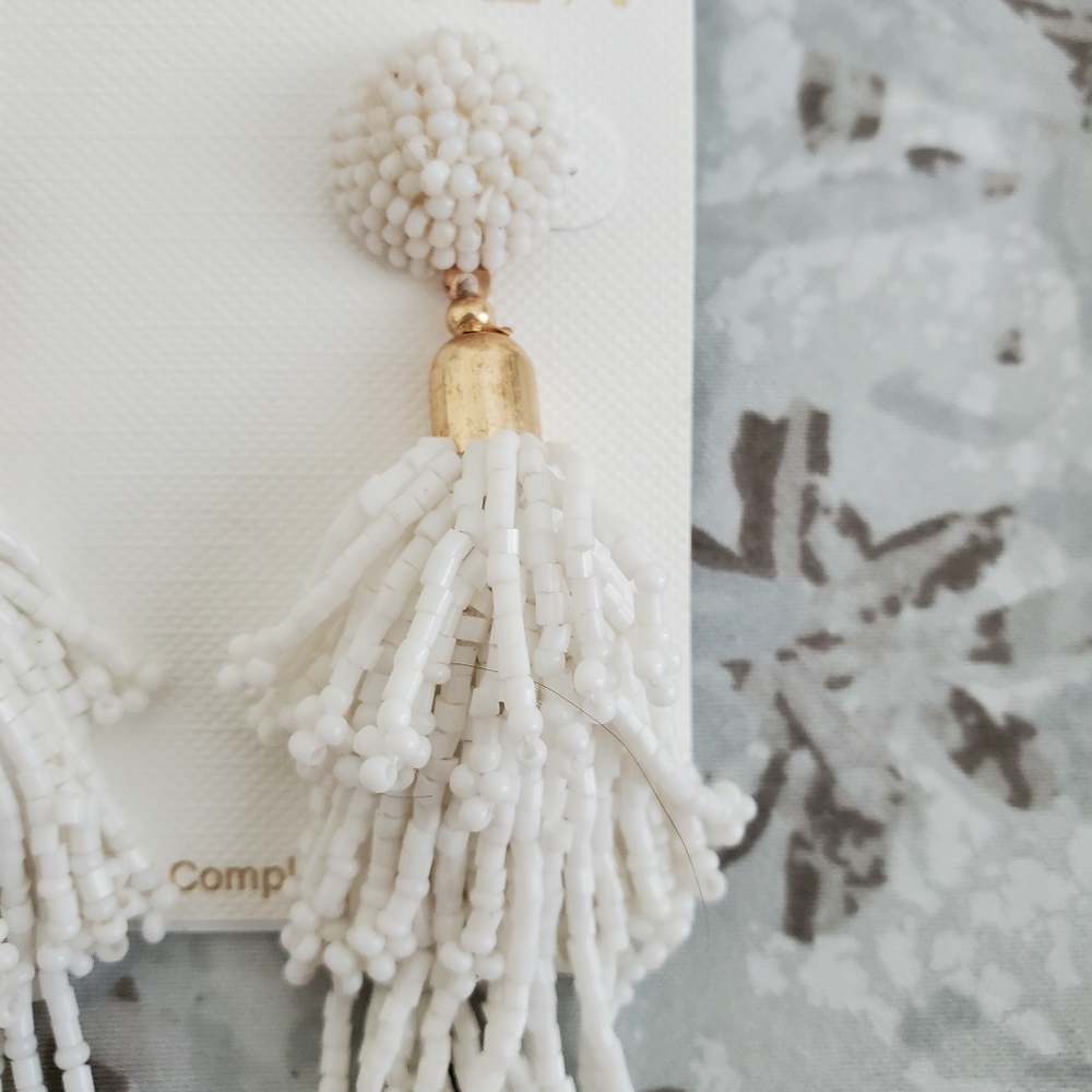 Panacea White Gold Tassel Earrings - Picture 2 of 4